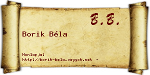 Borik Béla névjegykártya